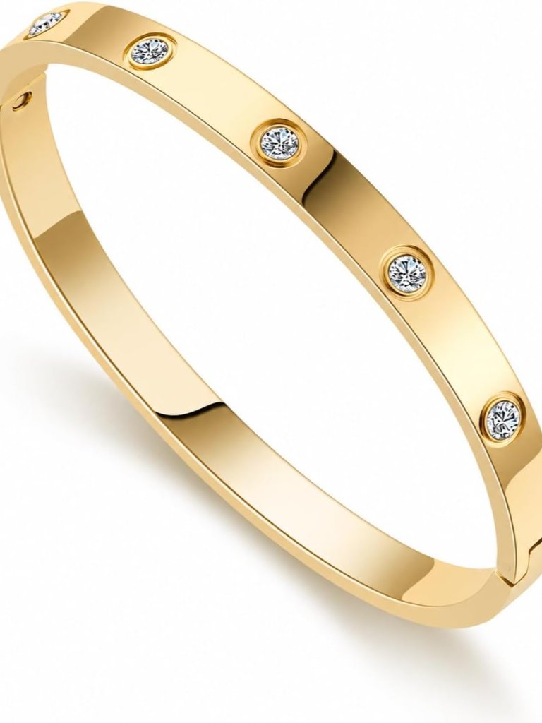Friendship Love Bracelet For Women, 18k Gold Plated Titanium Steel Cuff